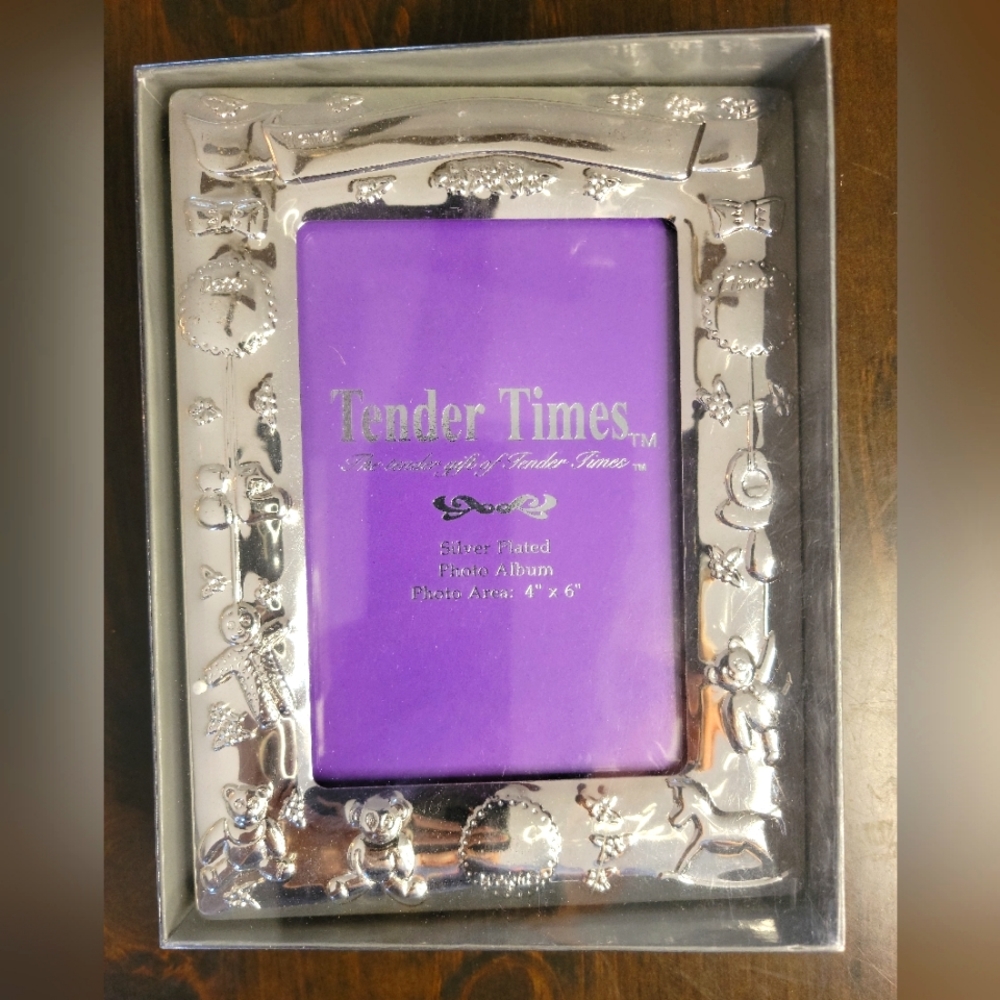TENDER TIMES Silver Baby Photo Picture Album 4 x 6 Shower Gift